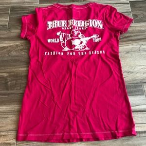 Size M True Religion Brand Jeans Pink Logo T-Shirt